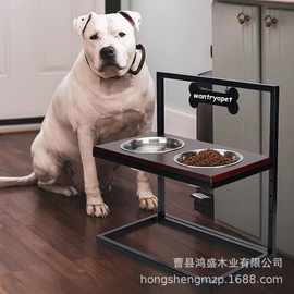 新款宠物碗架铁艺中小型犬双碗饮水架可调节狗狗喂食器护颈餐桌