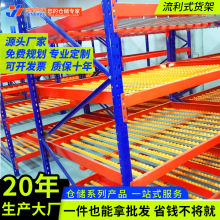 流利货架滑动仓库滚筒仓储货架 重力钣金铝合金中重型流利式货架