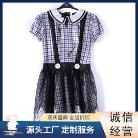 跨境新款万圣节儿童cos演出服节日氛围感服装 疤痕衬衫背带裙