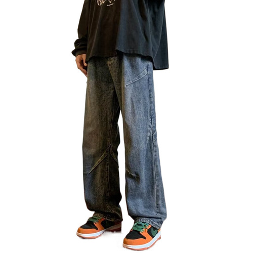 Men's Spring Autumn Trend Brand American Retro Versatile Loose Casual Straight Leg Wide Leg Pants