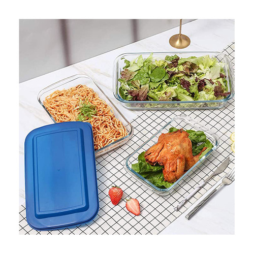Rectangular heat-resistant glass baking pan, large-capacity steamed grilled fish plate, barbecued rice plate, microwave oven baking plate
