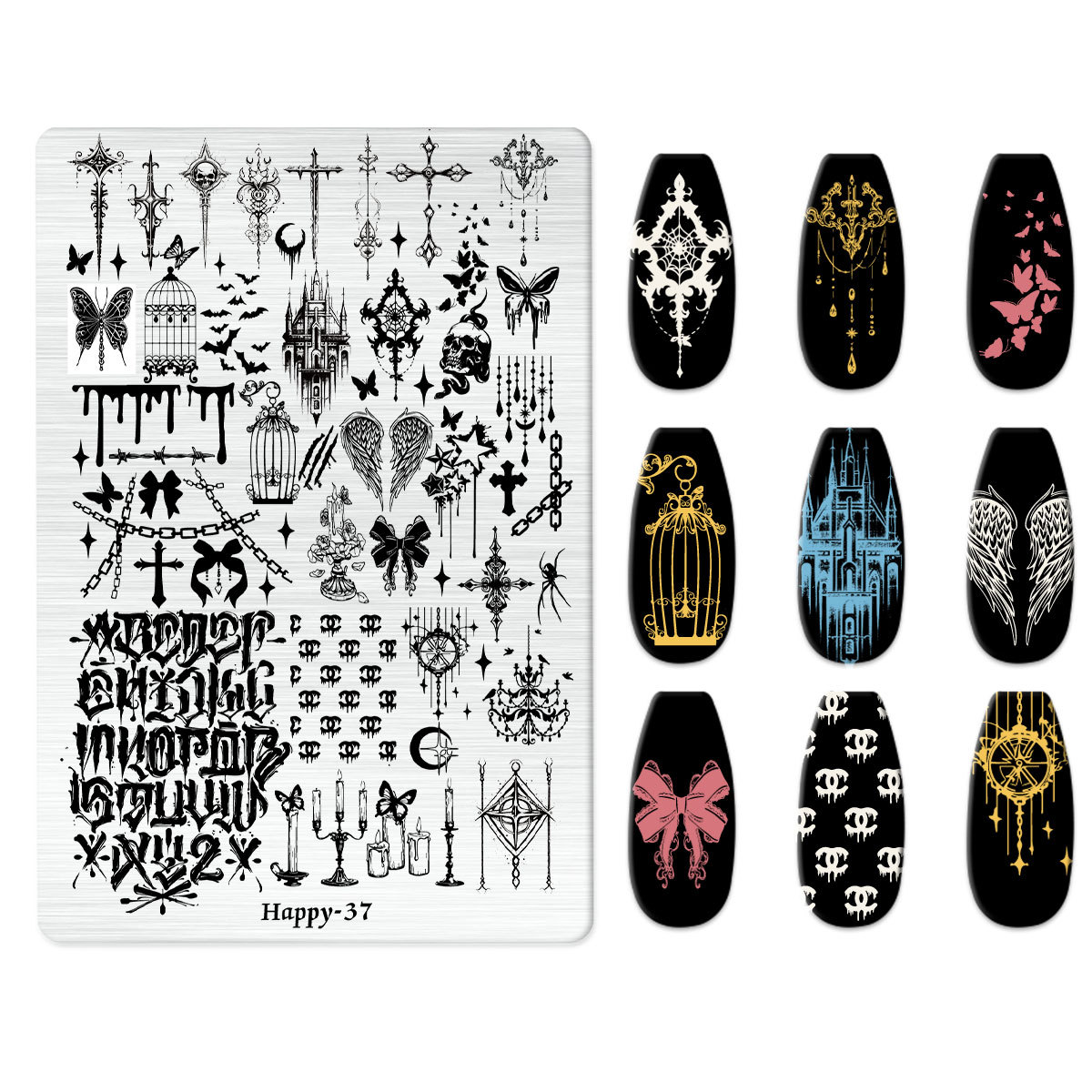 Xiaohongshu's Popular Jingtian Nail Art Stamping Plate Kt Cat Nail Art Bow Cartoon Line Frosted Stamping Plate