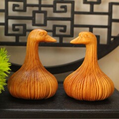 崖柏木雕胜算在握大蒜手把件可爱算了鸭动物精美桌面装饰摆件爆款