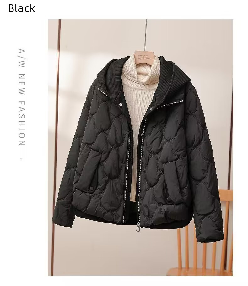 Abrigos de invierno con capucha de punto de dos piezas Ropa de algodón Ropa de invierno para mujer Nueva chaqueta de abrigo gruesa de pan coreano Maillard corto_voghion.com