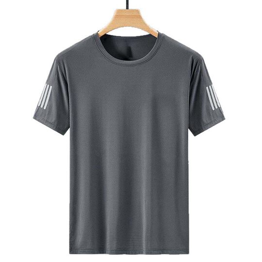 Summer Ice Silk T-shirt Men's Round Neck Quick-drying Ice Silk T-shirt Men's Round Neck Quick-drying Short-sleeve Thin Breathable Half-sleeve plus size