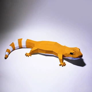 爬行的壁虎 DIY手工立体3D纸艺纸雕模型创意装饰动物摆件