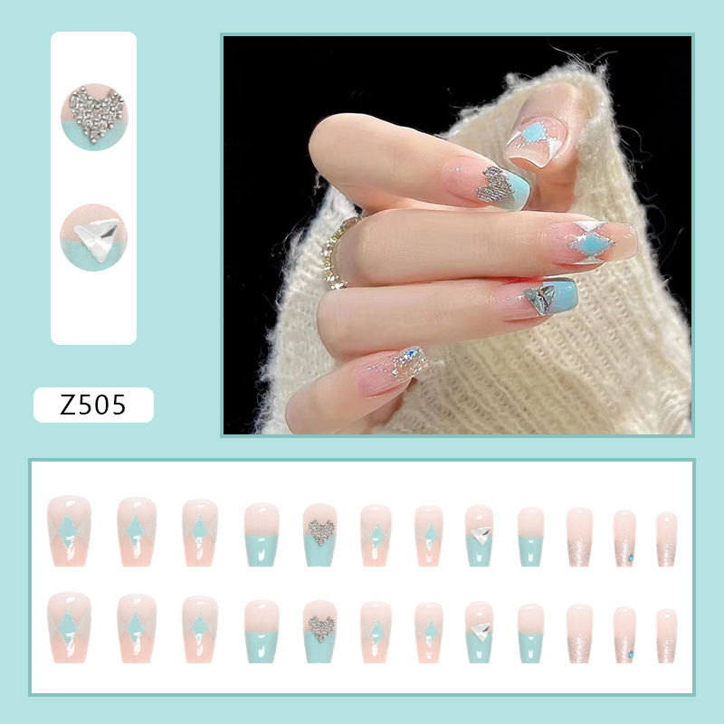 Puro deseo de hadas temperamento completo diamante desgaste uñas manicura blanca Otoño e Invierno esencial brillante manicura 24 unidades