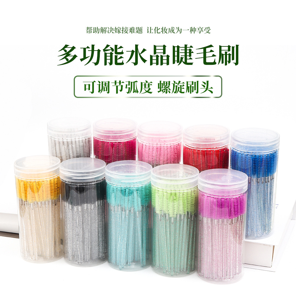 Bottled Multi-Color Eyelash Brush, Colorful Spiral Eyebrow Brush, Beauty Eyelash Makeup Tool, Crystal Handle, Bottled Eyelash Comb