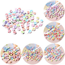 50个糖果彩色字母数字足球串珠DIY手工饰品耳环项链手链配件材料