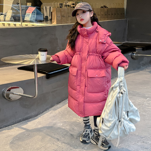 新款冬装女童羽绒棉服洋气儿童时髦韩版中大童棉衣冬季大长款外套