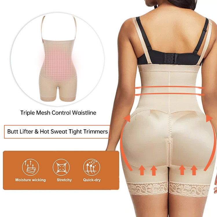 Foreign Trade One-Piece Shapewear, Plus-Size Body-Sculpting Bodysuit with Side Zipper, Hip-Lifting & Slimming Design—Manufacturer