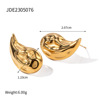 Advanced design geometric golden water, brand fashionable universal earrings, trend of season, 18 carat, wholesale