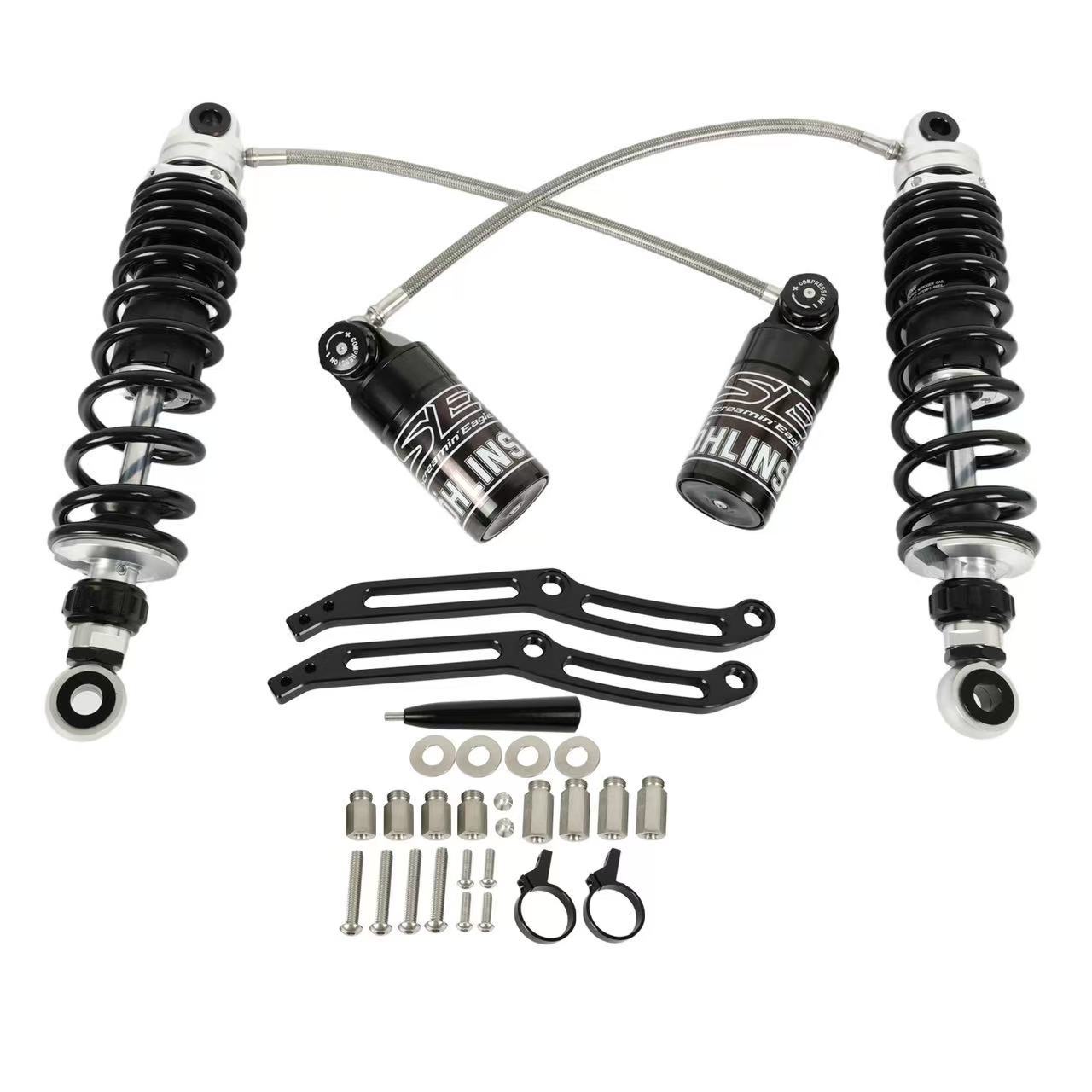 Suitable for Harley-Davidson Road Glide, Road King, and Road Glide Modified Rear Shock Absorbers Ohlins Small Gold Bottle Nitrogen Rear Shock Absorbers