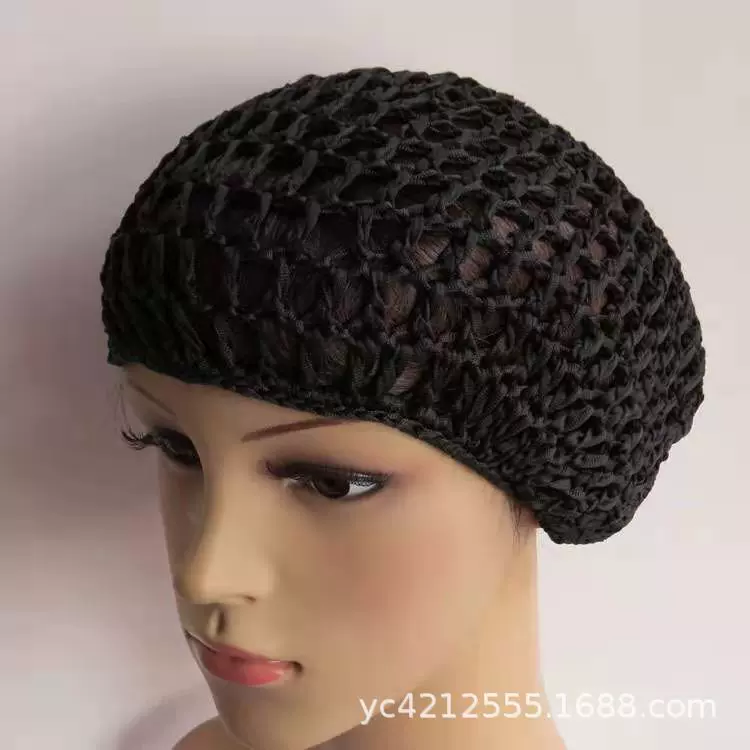 非洲彩色帽扁线帽 粗网眼钩针发网 空心线帽手工女士头网编织头网