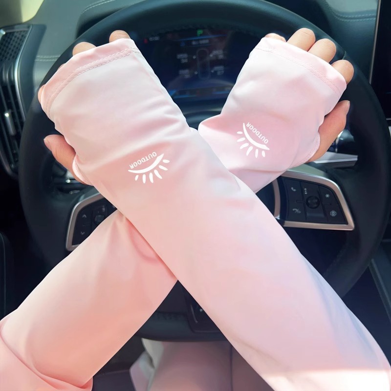防晒冰丝袖套女夏季新款宽松透气防紫外线骑行开车护手臂冰袖|undefined