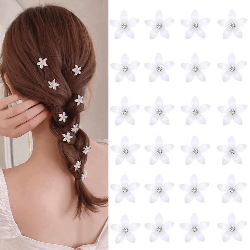 Korean Style Bridal Hair Style Rhinestone Bean Clip Women's Braided Hair Clip Mini Flower Hair Buckle Embellished Headwear Export
