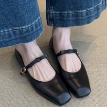 羊皮版~蝴蝶结法式一字带玛丽珍鞋女复古平底芭蕾单鞋晚晚鞋