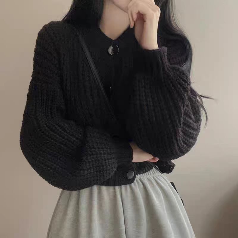 ルーズセータージャケット婦人服 2025 新しいショートレイジースタイルレトロヘビーニットカーディガントップ秋と冬|undefined