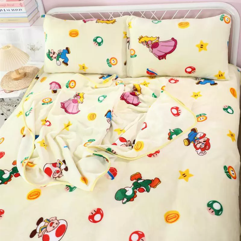 Марио, милое детское одеяло, диван-кровать для сна, простыня, наволочка