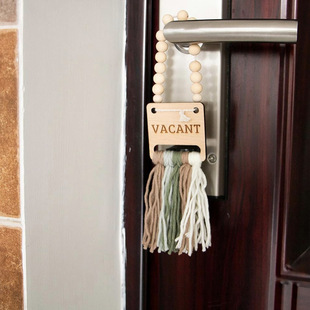 Cross-border Occupation Sign Wooden Plate Tassel Door Handle Hanging Decoration Bohemian Style Office Toilet Door Listing