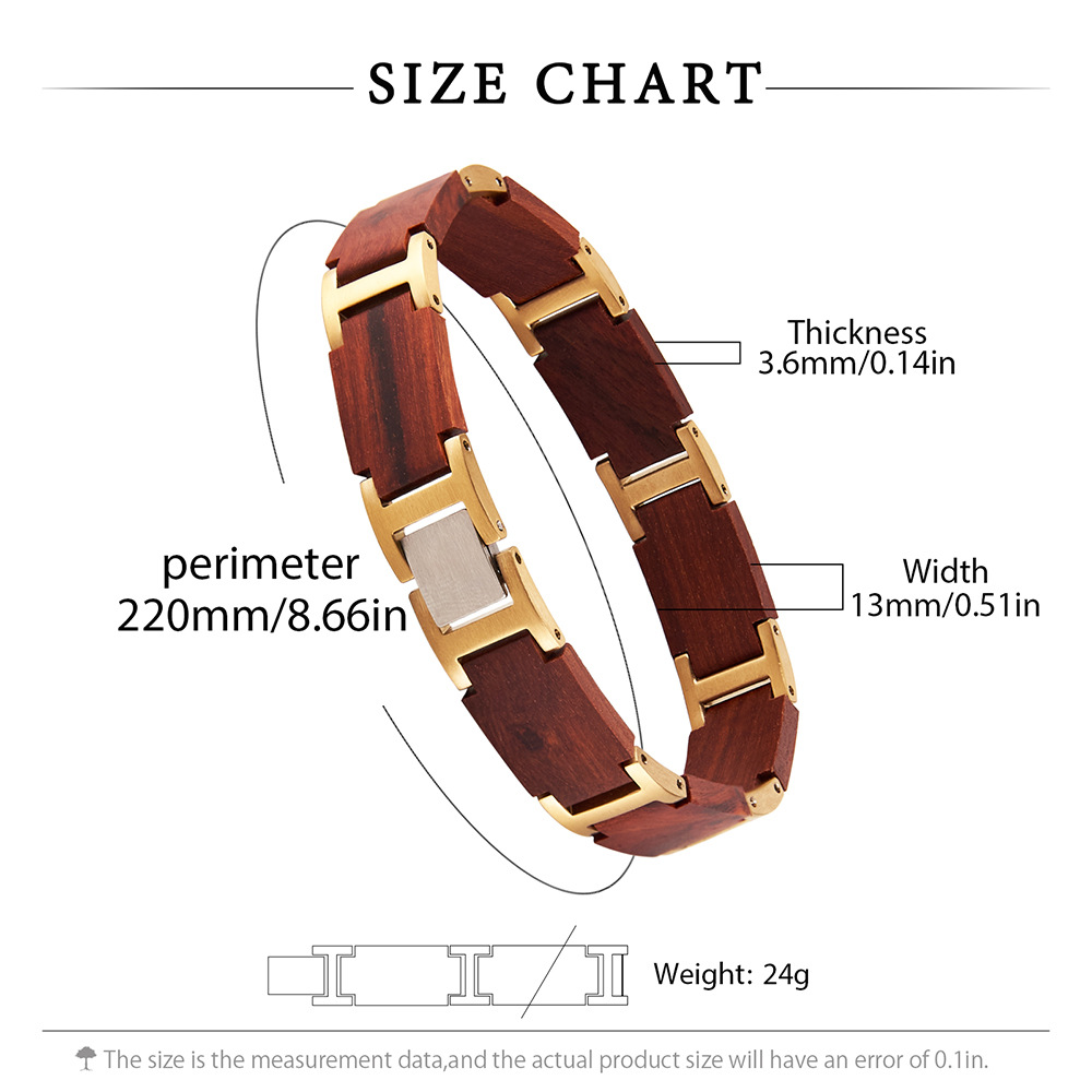 27g Weight Bracelets Classification Wood Chain Material 1 Piece Quantity Daily, Street Occasion Wood Material Geometric Pattern Men's Gender Vintage Style, Simple Style Style Men's Vintage Style Simple Style Bracelets Geometric Wood Men's Chain Bracelets 4