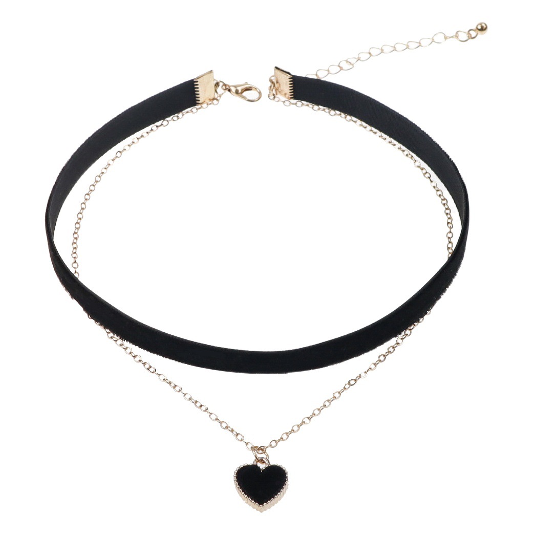 Amazon joyería transfronteriza vino rojo amor terciopelo collar gargantilla collar de cadena de clavícula collar al por mayor femenina
