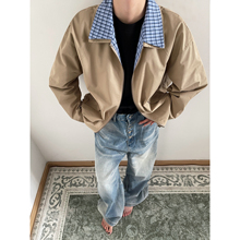 王源同款miu系穿搭假两件哈灵顿夹克男款秋季新品巴恩风翻领外套