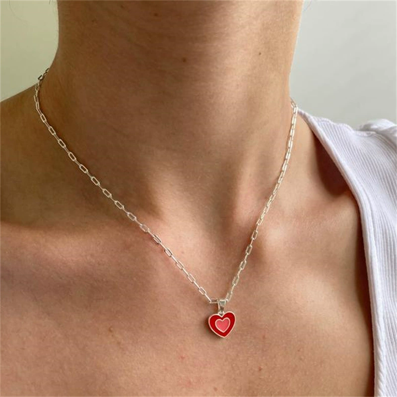 Подвеска, медное ожерелье, двуцветная цепь для ключей, сумки, сердце, европейский стиль, 18 каратов, золотистый цвет