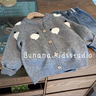 Girls' Knitted Cardigan 2025 Spring New Thin Outwear Kidsren's Boys Sweater Baby Long-Sleeved Outwear