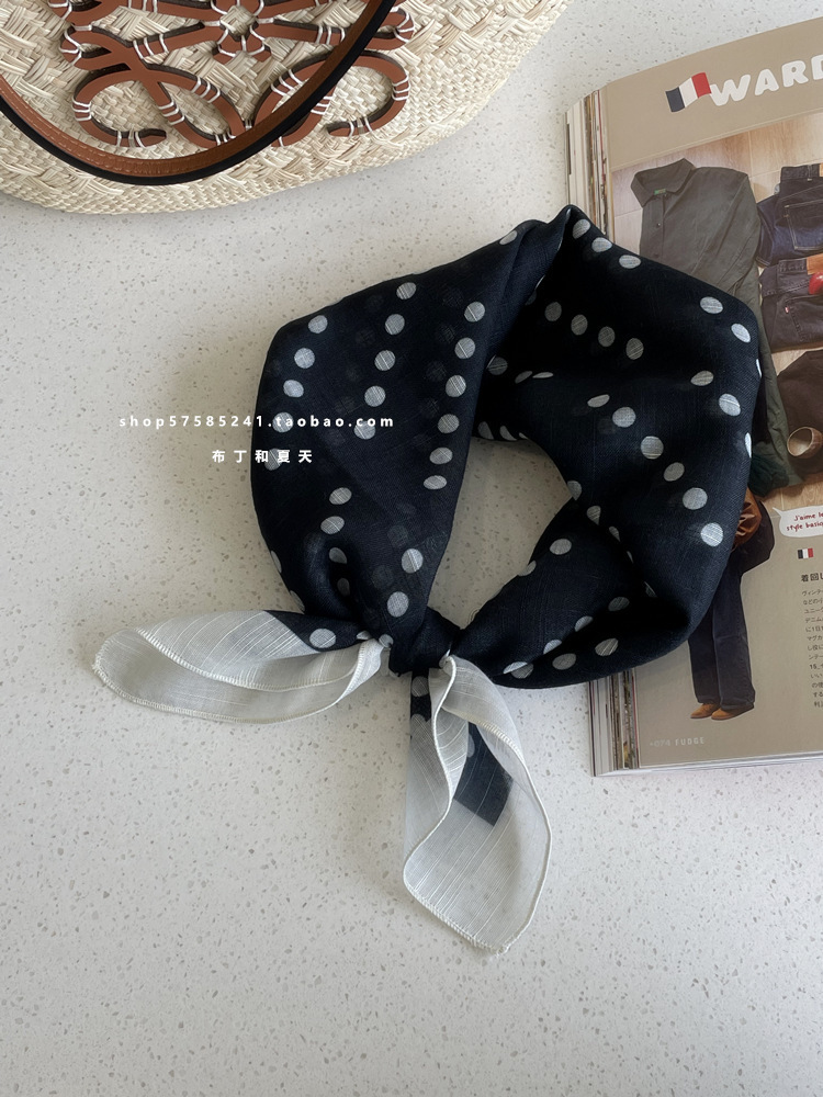 綿麻方巾合集 ~ 超多色柄砕花波点襟巾文芸森系頭巾髪帯包帯女