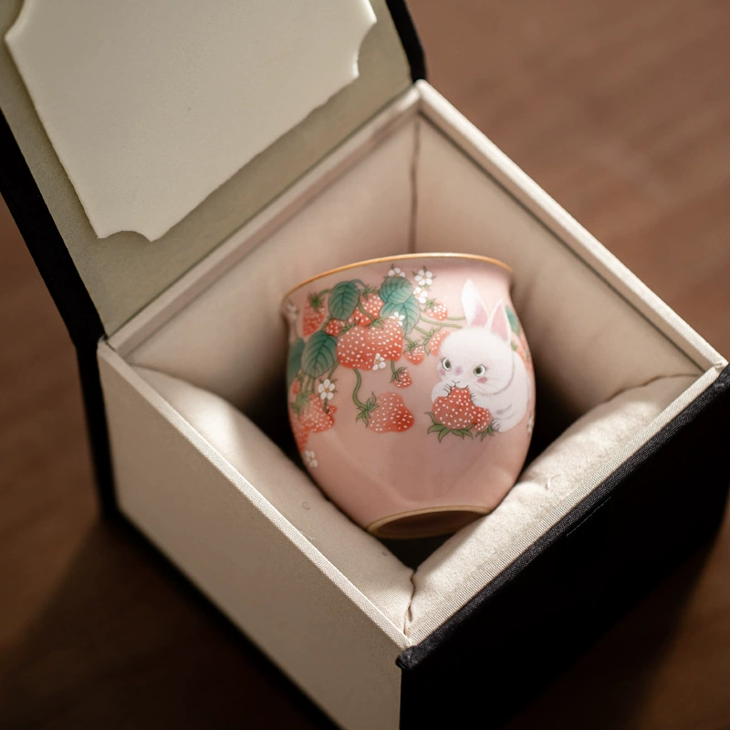 Имитация розовой чашки мастера Ру из династии Сун, керамическая чашка для чая с кракелюрной глазурью, подходит для чайного сервиза в стиле Ру, чашка для дегустации чая.