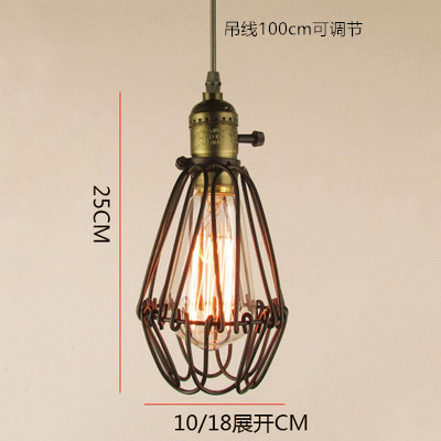 Candelabro de jaula de hierro pequeño de un solo cabezal al por mayor de fábrica, tienda de ropa de olla caliente retro americana, barra de bar, lámpara de comedor, estilo industrial