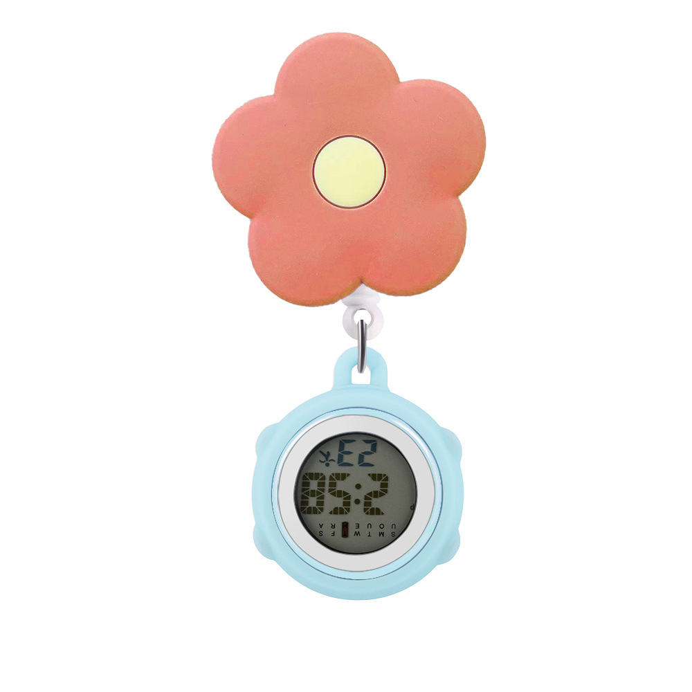 Wholesale Silicone Pendant Cute Student Electronic Watch Cross-Border Retractable Medical Pointer Watch Luminous Nurse Hanging Watch