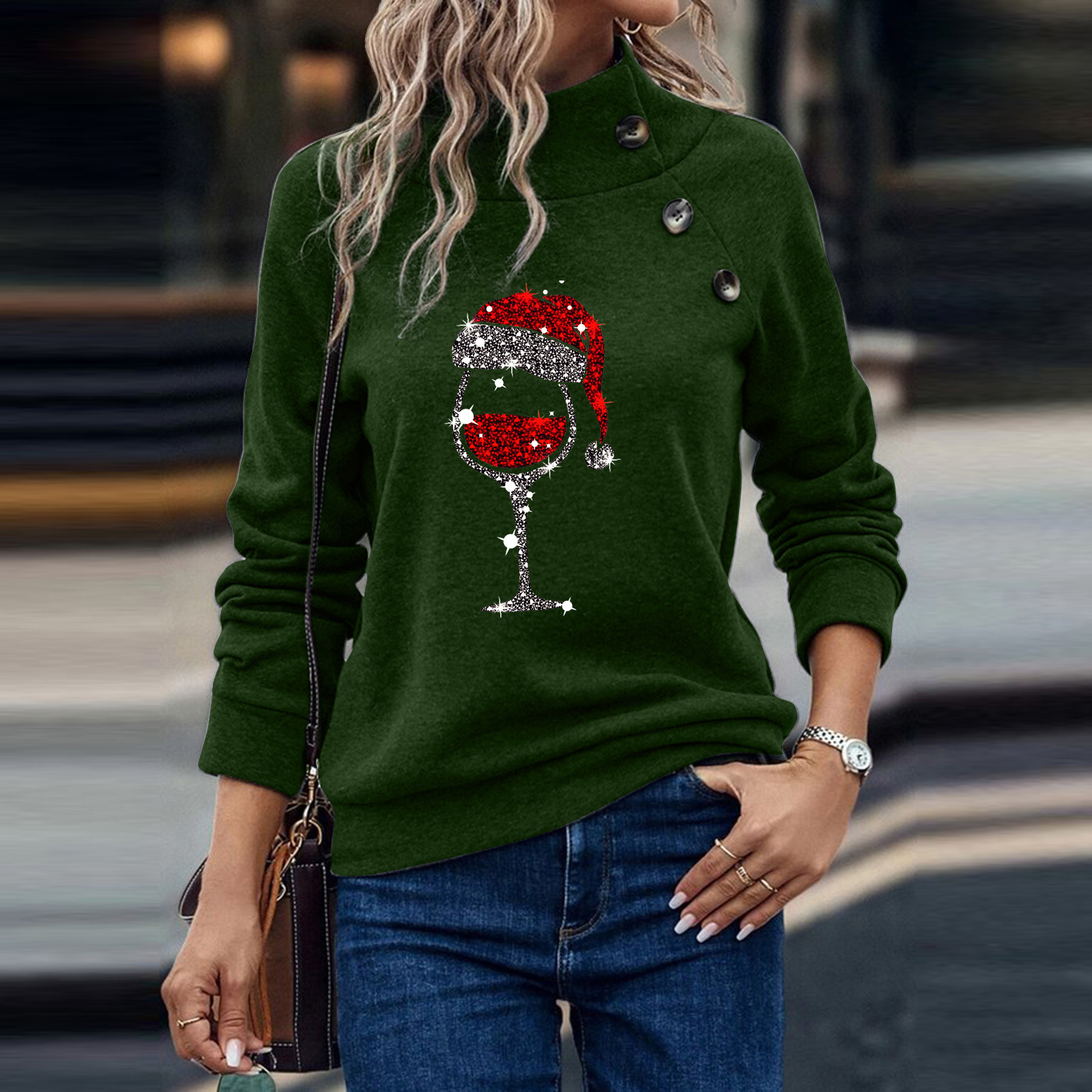 Title 9, Maglione natalizio da donna con girocollo, bott...