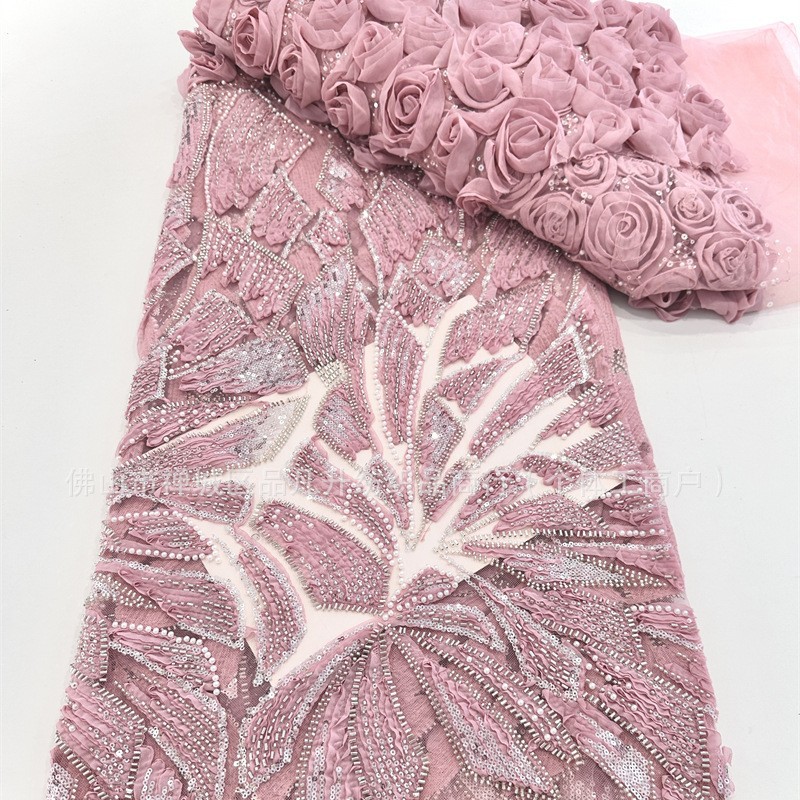 Fabricante explosivo 3D tridimensional tela bordada nicho de diseño hermoso de alta fijación tela de vestido de cabina image 4