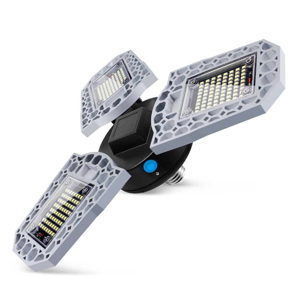 謙潤照明LED工礦燈e27螺口大功率車庫燈防水三葉折疊式感應(yīng)吊燈