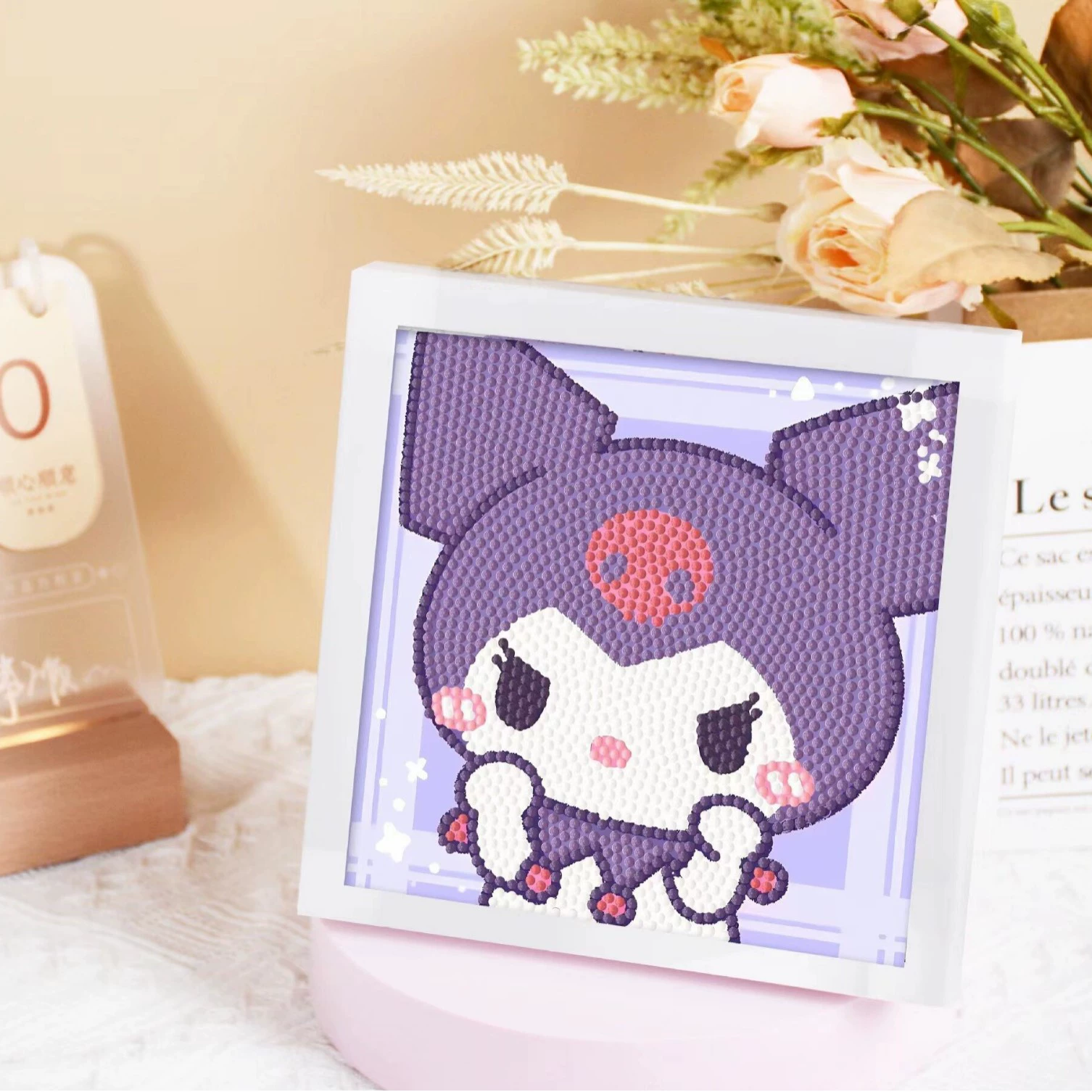 Кристальная вышивка DIY (Kuromi & KT Cat) 17×17 см фоторамка, набор наклеек в стиле мультфильма с полным заполнением