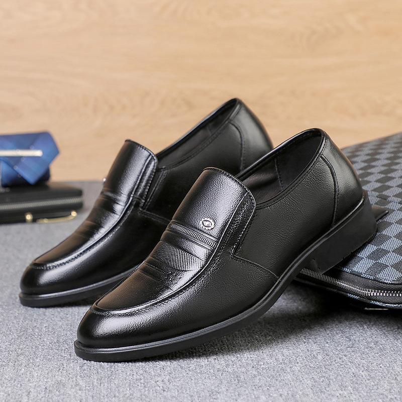 [First Layer Cowhide] Men's Leather Shoes Spring Genuine Leather Business Formal Wear Men's Middle-aged and Elderly Set-Toe Dad Breathable Men's Shoes