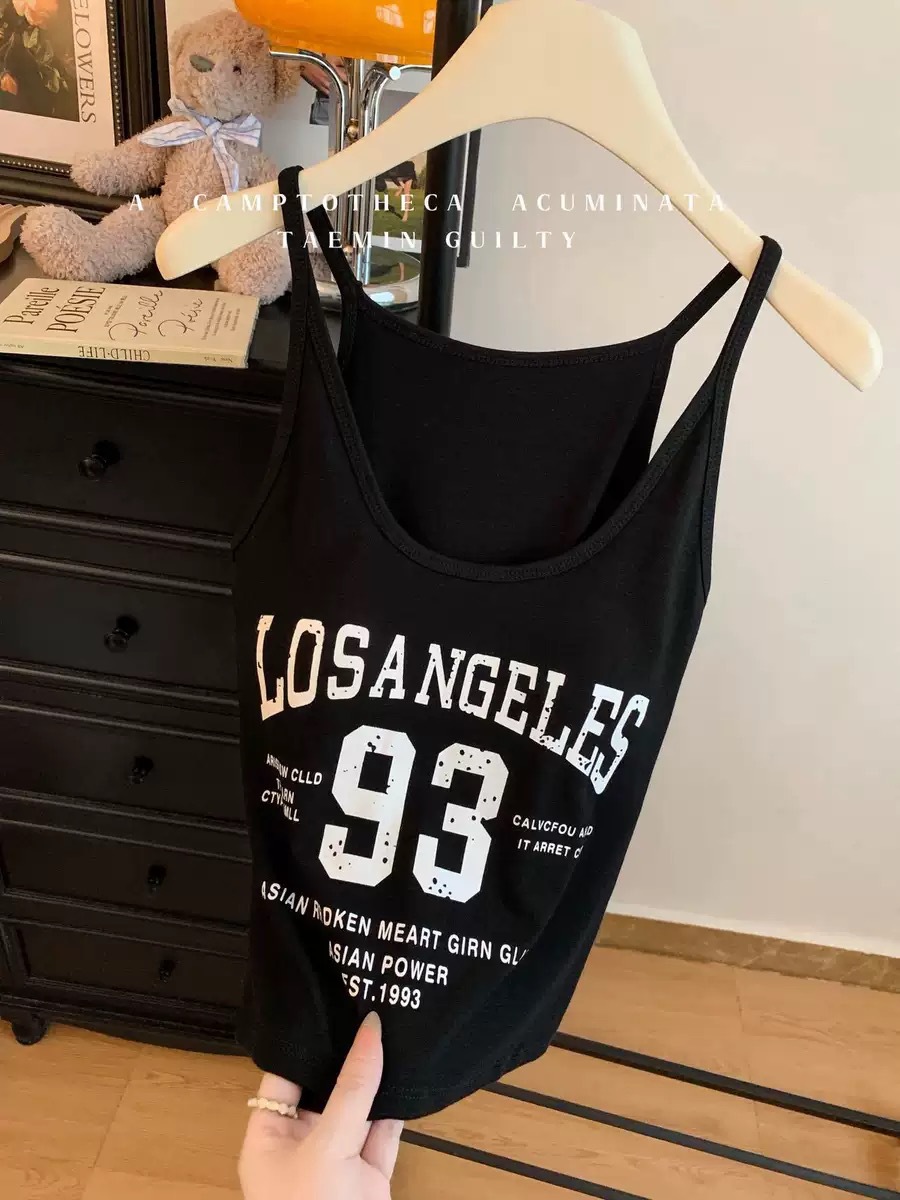 7055 nuevos chalecos de tirantes impresos con letras nuevas mujeres nuevos fuera con chicas calientes estadounidenses dentro con blusas image 7