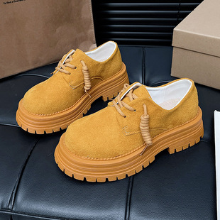 Loafers for Women 2025 New Summer Thick-Soled Loafers Retro Breathable Leather Shoes British Style Derby Heightening Shoes