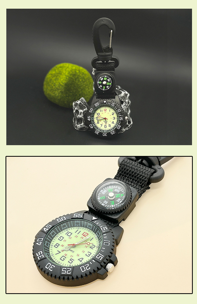 Orologio da tasca per esterni con cinturino in nylon, bussola da alpinismo, ideale per lavoro e studio, orologio da uomo._voghion.com