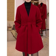 韩版气质名媛双面呢大衣女2023秋冬新款时尚洋气保暖防寒显瘦外套