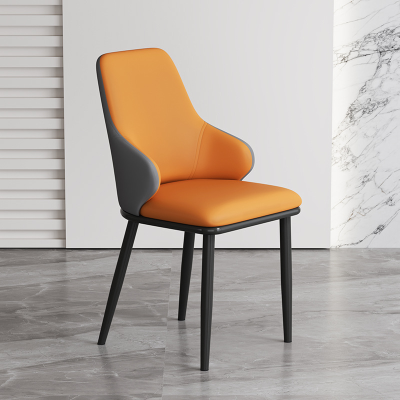 Silla de comedor de lujo ligera, silla minimalista moderna, mesa de comedor de restaurante de hotel italiano, silla de metal minimalista, respaldo alto, asiento suave