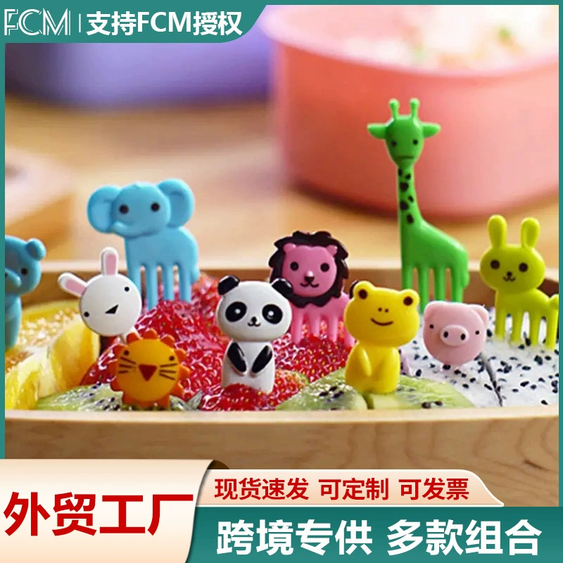 Трансграничные эксклюзивы для японских домашних мультфильмов креативные фруктовые вилки вставляют цветные милые животные фрукты вилка набор оптом