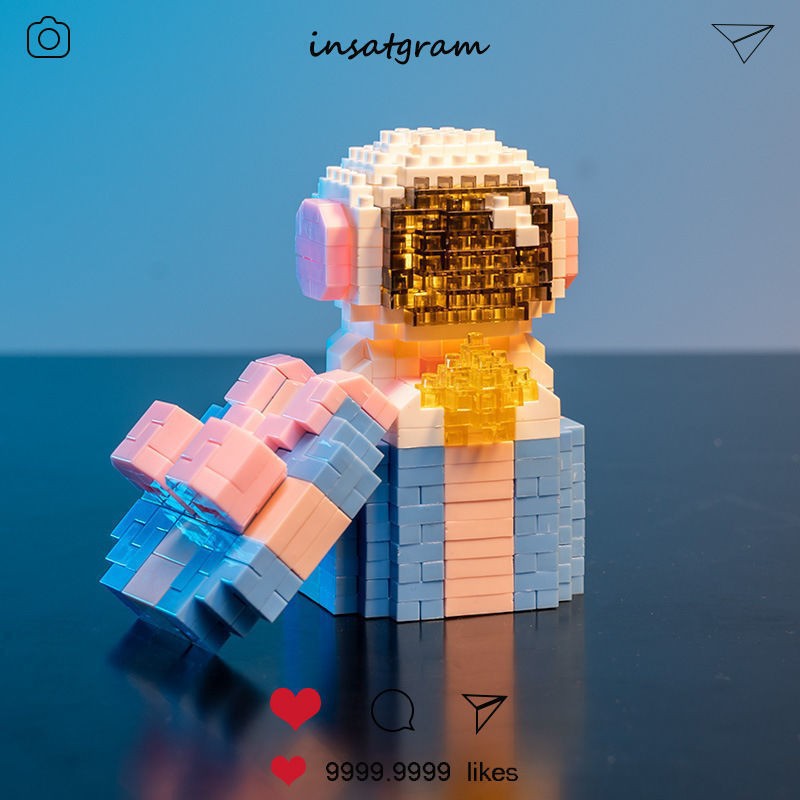 Compatible con Lego muñeca de dibujos animados micro partículas frambuesa oso montado bloques construcción juguetes educativos puesto ciego caja regalo al por mayor