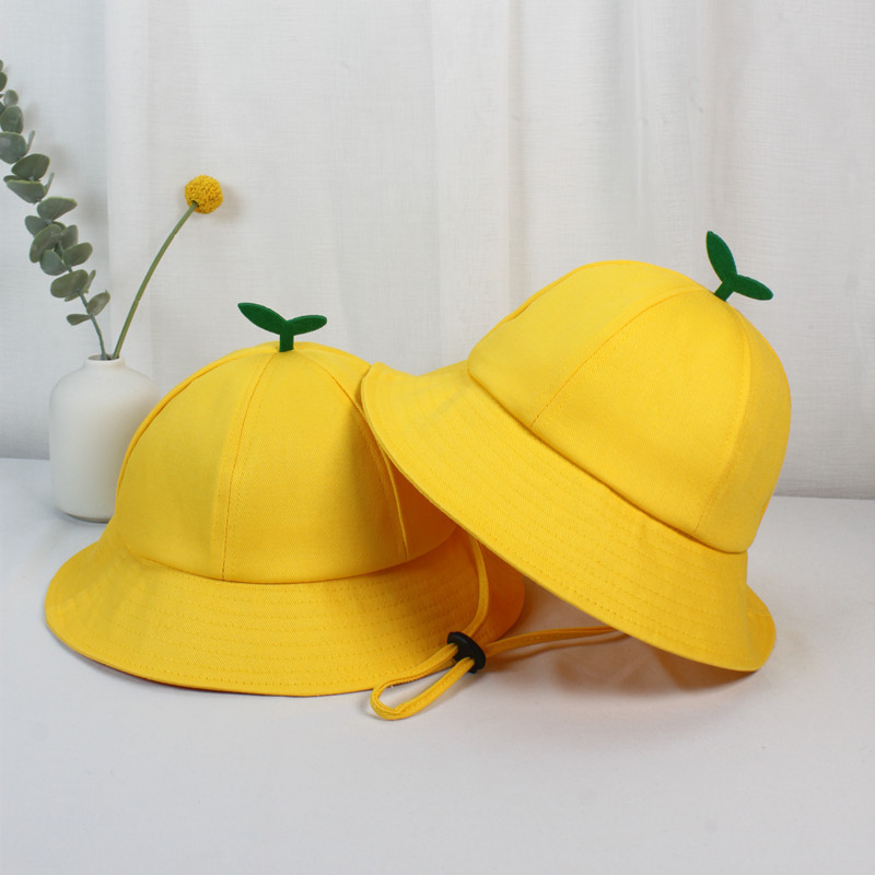 儿童幼儿园小黄帽logo印刷纯棉渔夫帽学生研学遮阳帽子防晒盆帽