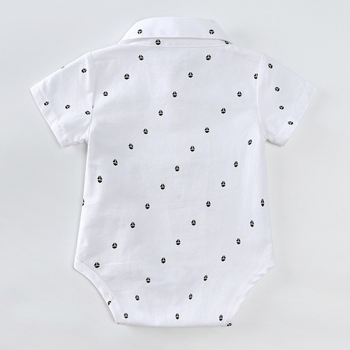 Cross-border new summer styles, baby boy gentleman's dress, printed romper, infant triangle hoodie, dropshipping