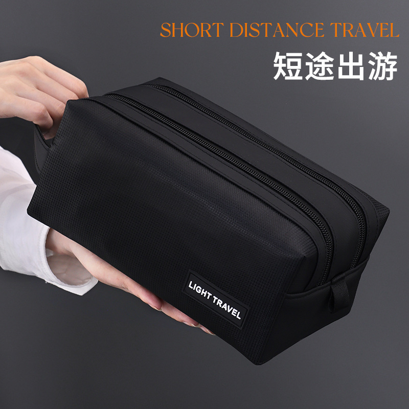 Bolsa de lavado simple con doble cremallera separada en seco y húmedo, bolsa de almacenamiento de lavado portátil para hombres de viaje de negocios de gran capacidad