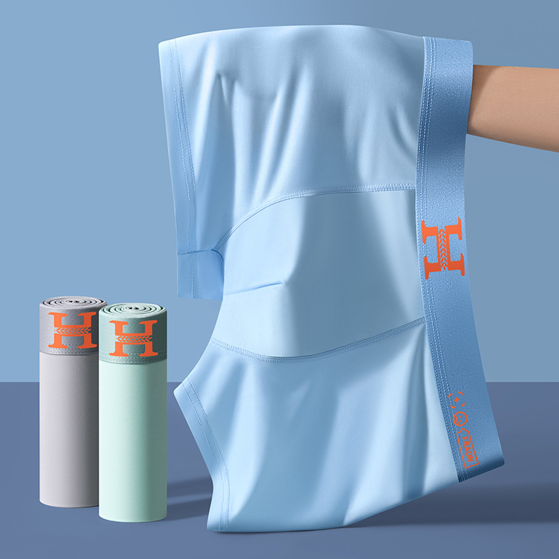 Ropa interior funcional de entrepierna magnética para hombre, ropa interior funcional de seda de hielo de verano, pantalones bóxer de cintura media para hombre en vivo, nuevo estilo de venta directa