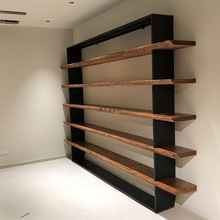 美式实木书架客厅工业复古办公室陈列架简约置物架满墙落地展示架